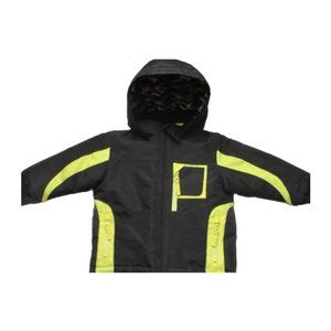 WonderKids 3-in-1 Hooded Winter Coat Boys Size 18M Black Yellow Lined Ski Jacket